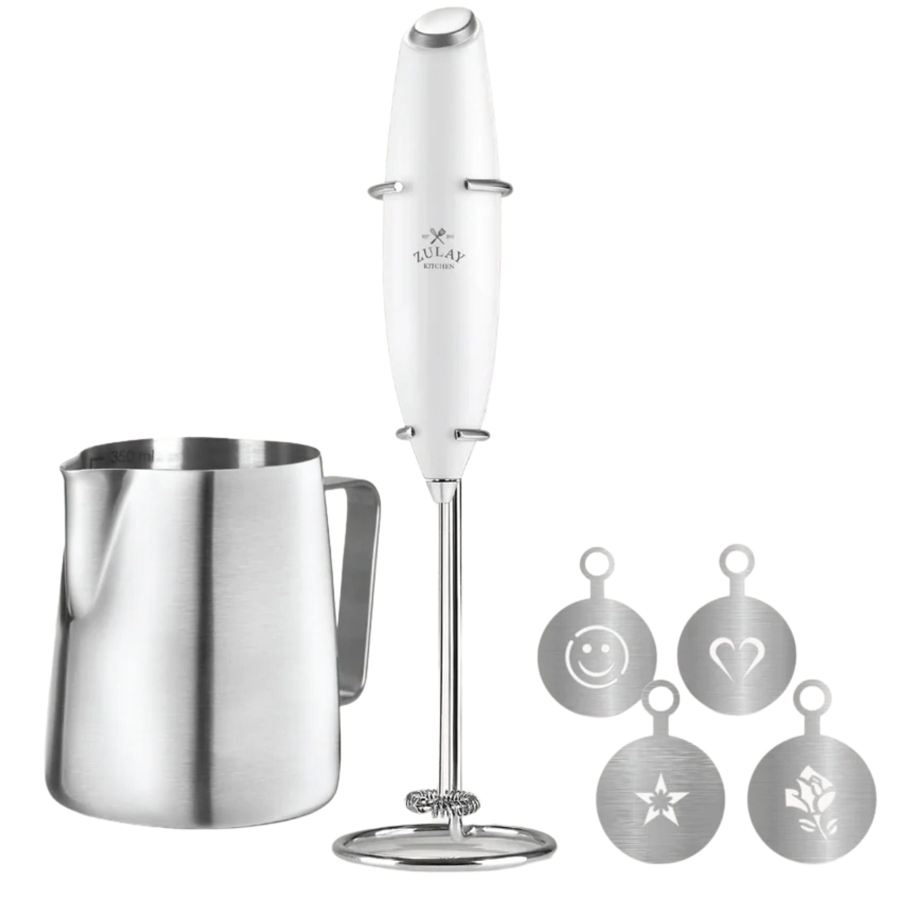 Complete Milk Frother Set - White by Zulay Kitchen