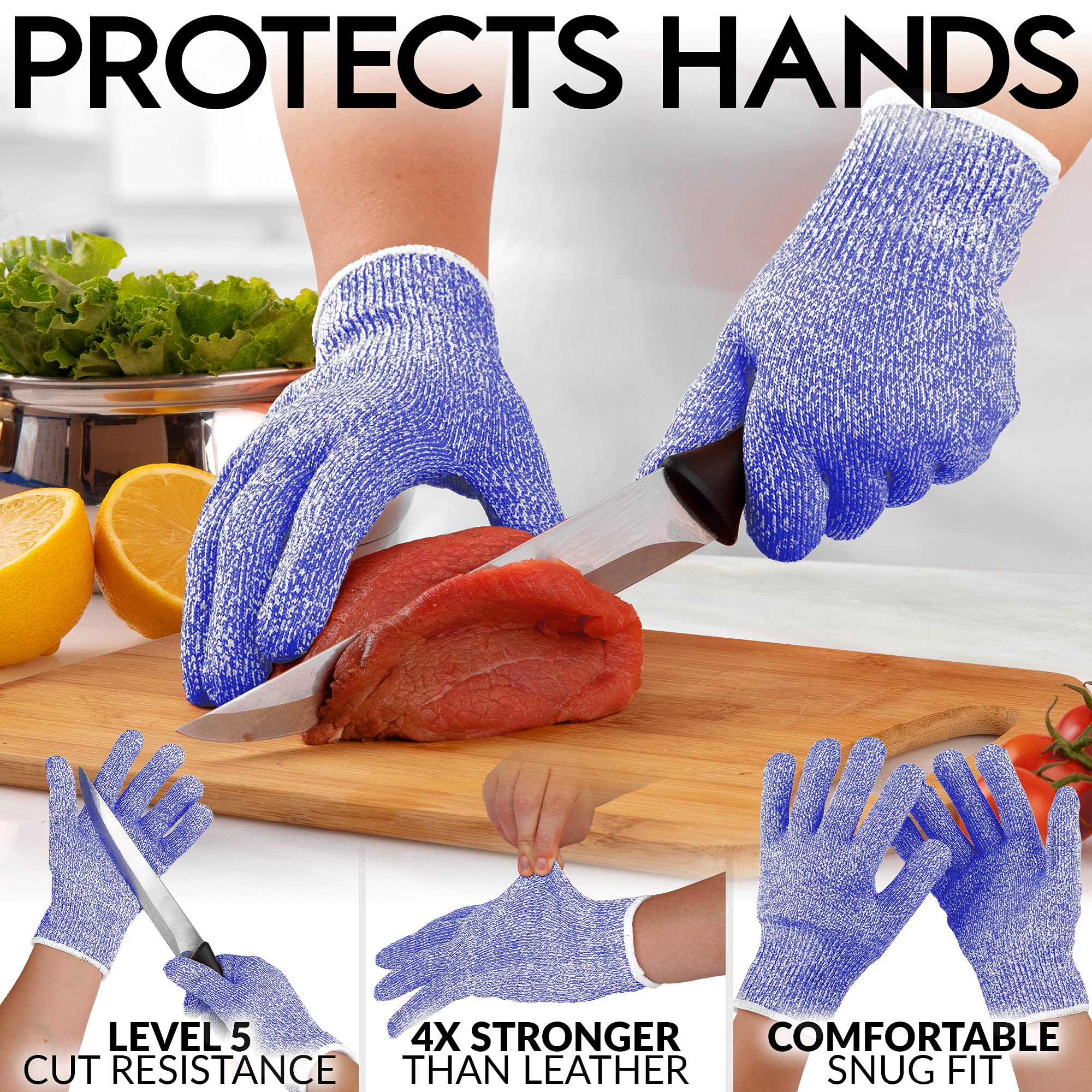 Strong Tight Weave Knife Gloves by Zulay Kitchen