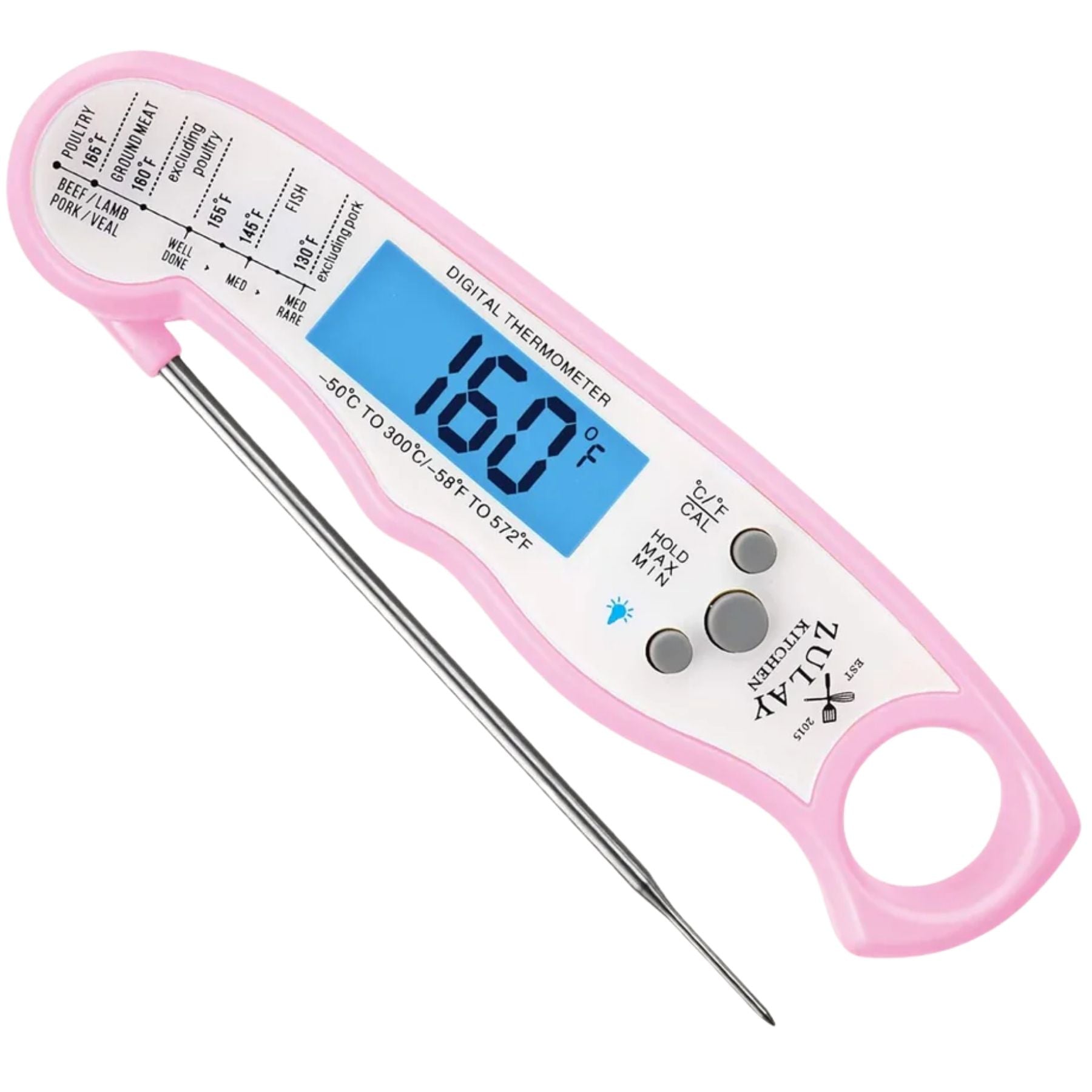 Digital Food Thermometer for Cooking & Grilling - Pink by Zulay Kitchen