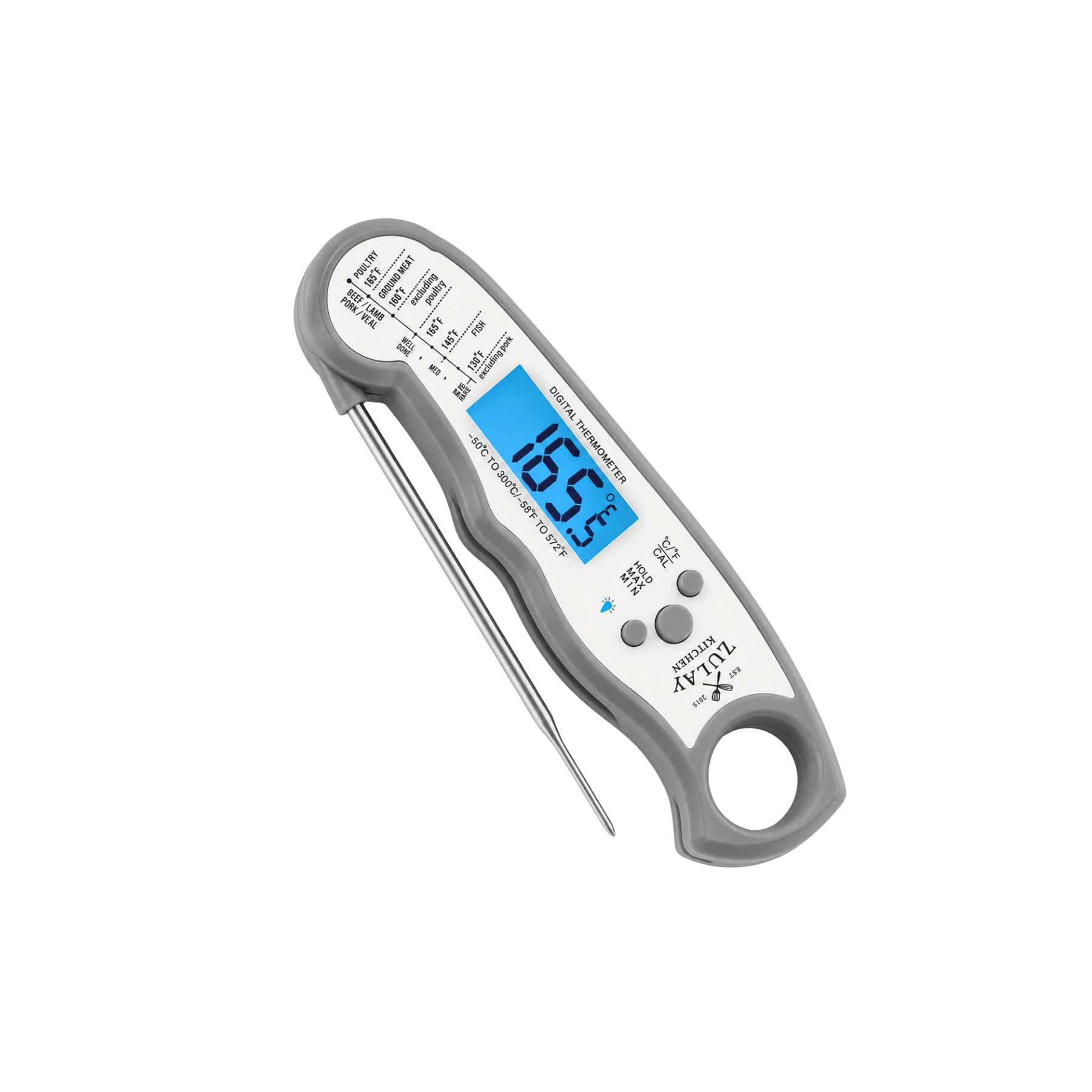 Digital Food Thermometer for Cooking & Grilling - Charcoal by Zulay Kitchen