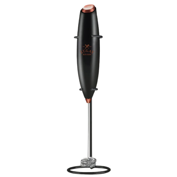 Double Whisk Milk Frother Handheld Mixer - Black N Copper by Zulay Kitchen