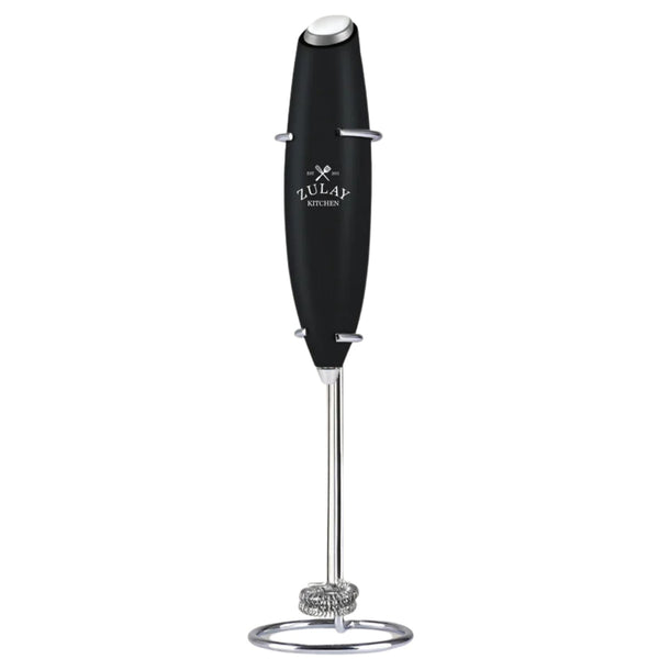 Double Whisk Milk Frother Handheld Mixer - Metallic Black by Zulay Kitchen