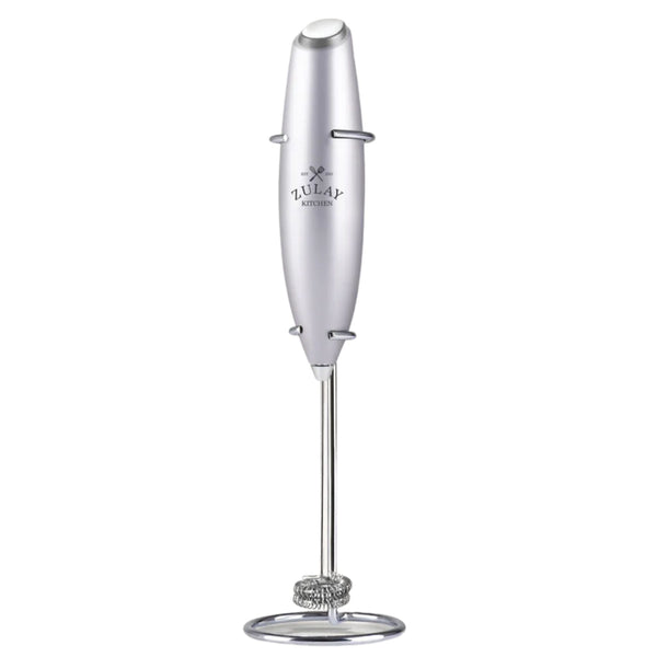 Double Whisk Milk Frother Handheld Mixer - Silver by Zulay Kitchen