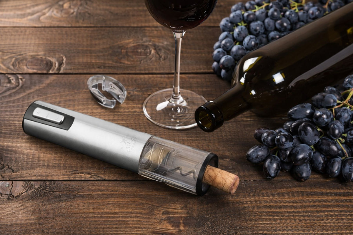 Electric Wine Bottle Opener on a wooden counter