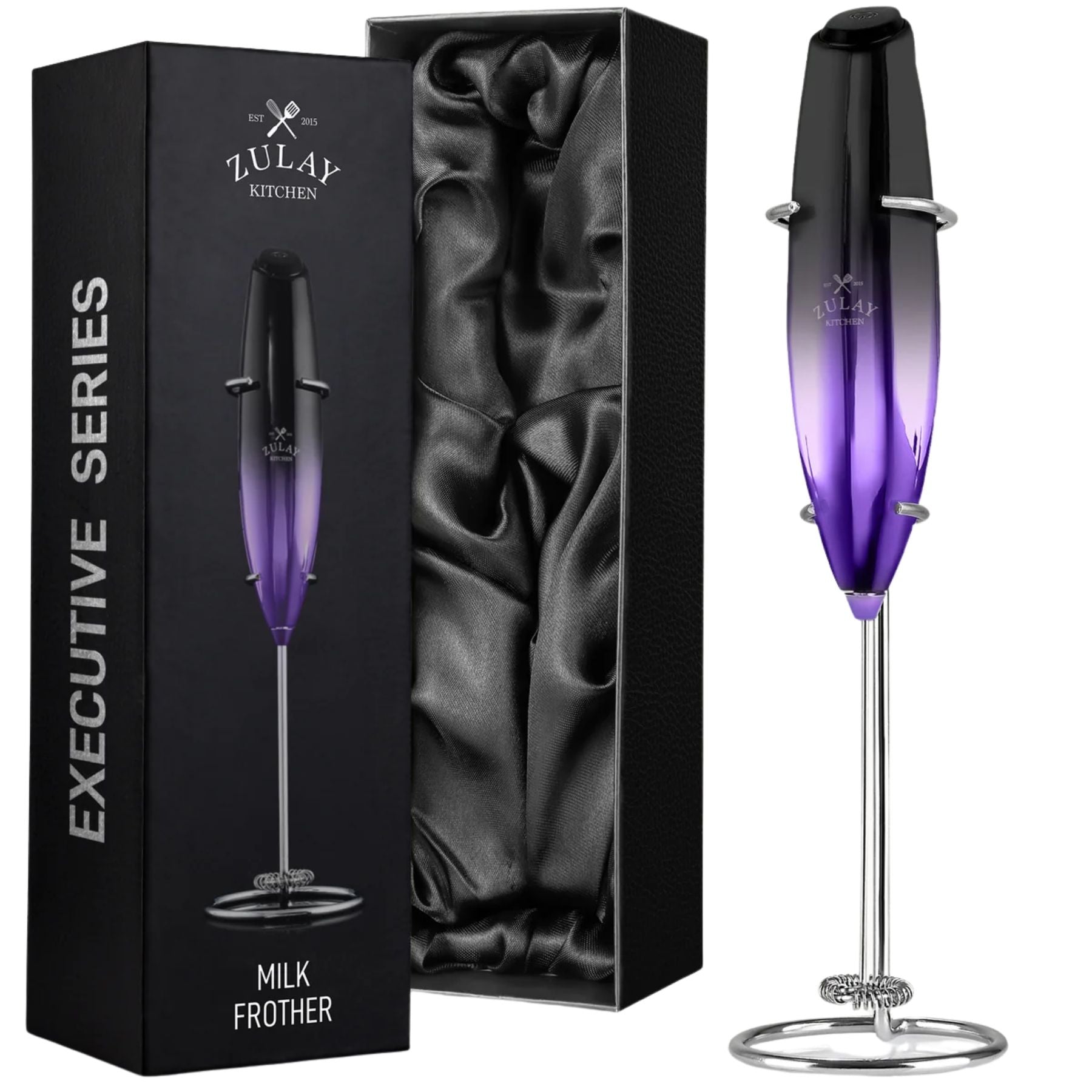 Executive Series Premium Milk Frother - EX by Zulay Kitchen Purple Black