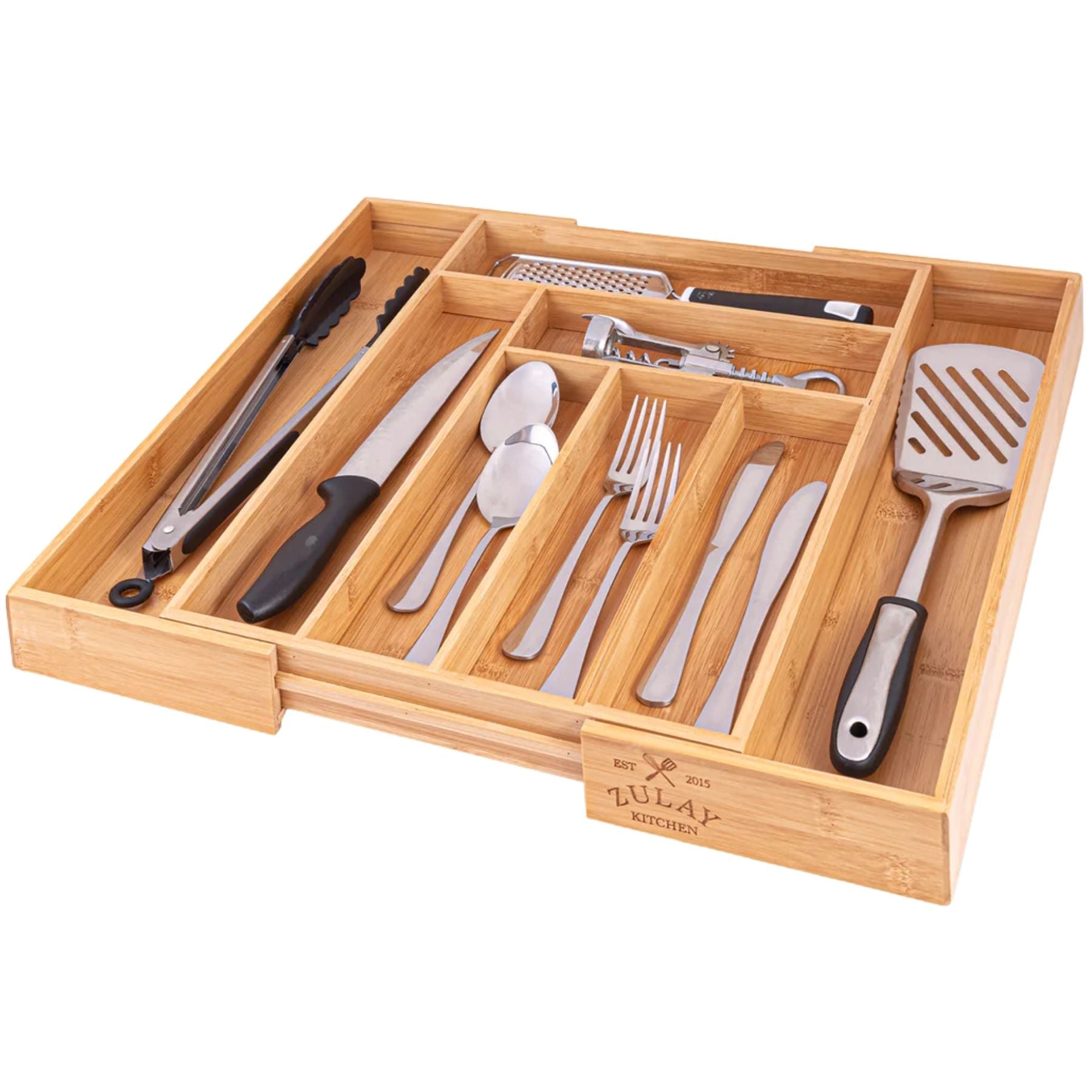 Expandable Bamboo Kitchen Drawer Organizer by Zulay Kitchen