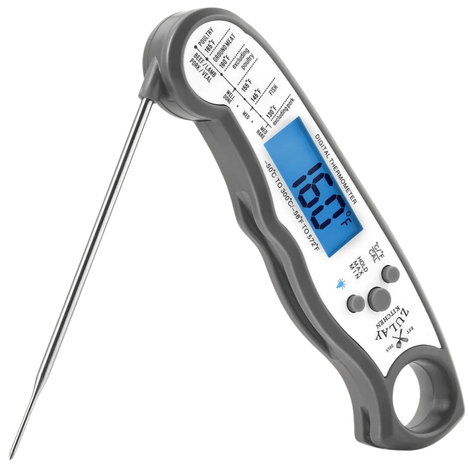 Digital Food Thermometer for Cooking & Grilling - Charcoal by Zulay Kitchen