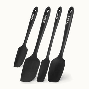 Food-Grade Silicone Rubber Spatula Set - 4-Piece	Black by Zulay Kitchen