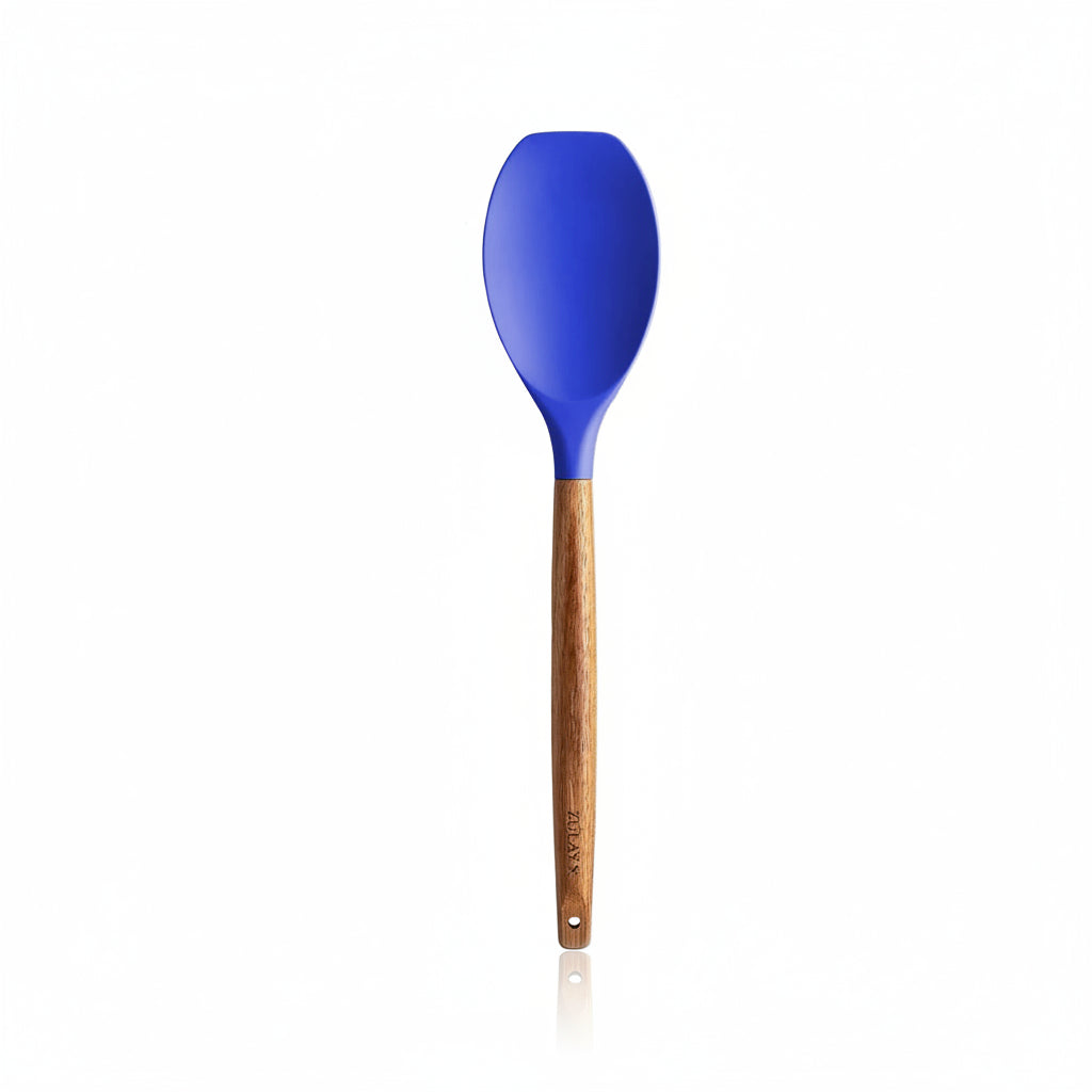 Food Turner Dark_Blue_Silicone-Utensils-Set-5-Piece-with-Acacia-Wood-Handles-Zulay-Kitchen