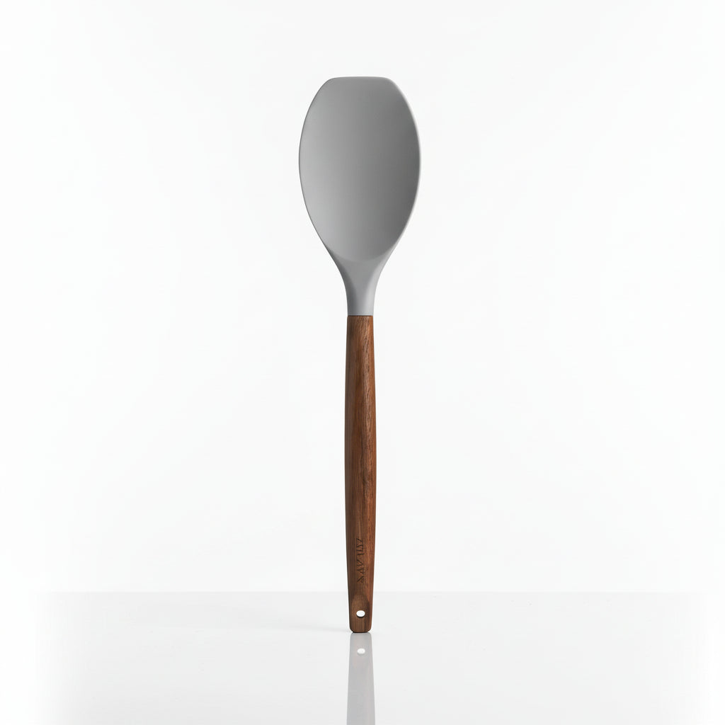 Food Turner Gray_Silicone-Utensils-Set-5-Piece-with-Acacia-Wood-Handles-Zulay-Kitchen