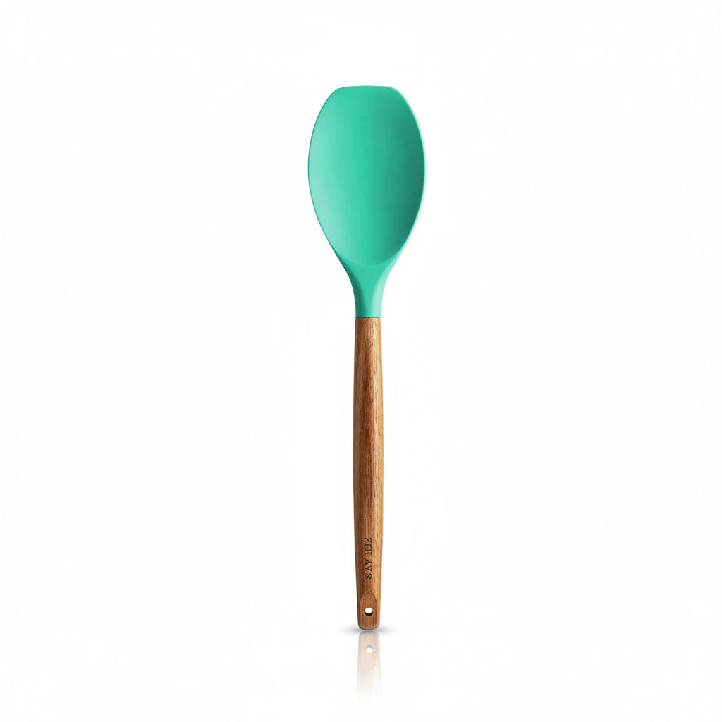 Food Turner Mint_Silicone-Utensils-Set-5-Piece-with-Acacia-Wood-Handles-Zulay-Kitchen