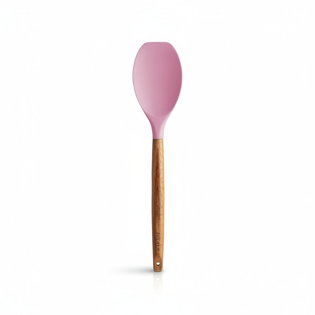 Food Turner Pink_Silicone-Utensils-Set-5-Piece-with-Acacia-Wood-Handles-Zulay-Kitchen