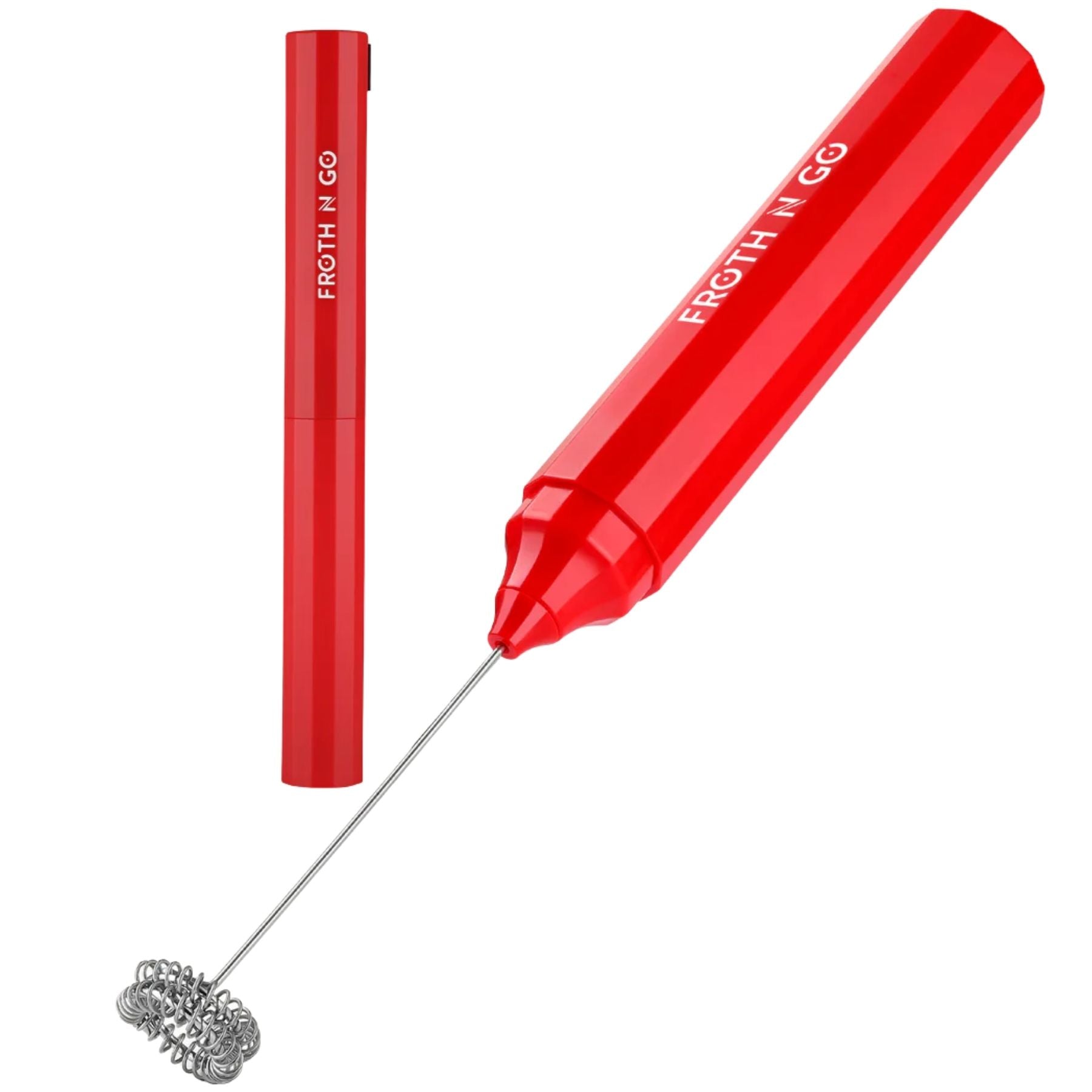 Froth N Go Rechargeable Milk Frother with Case - Red by Zulay Kitchen