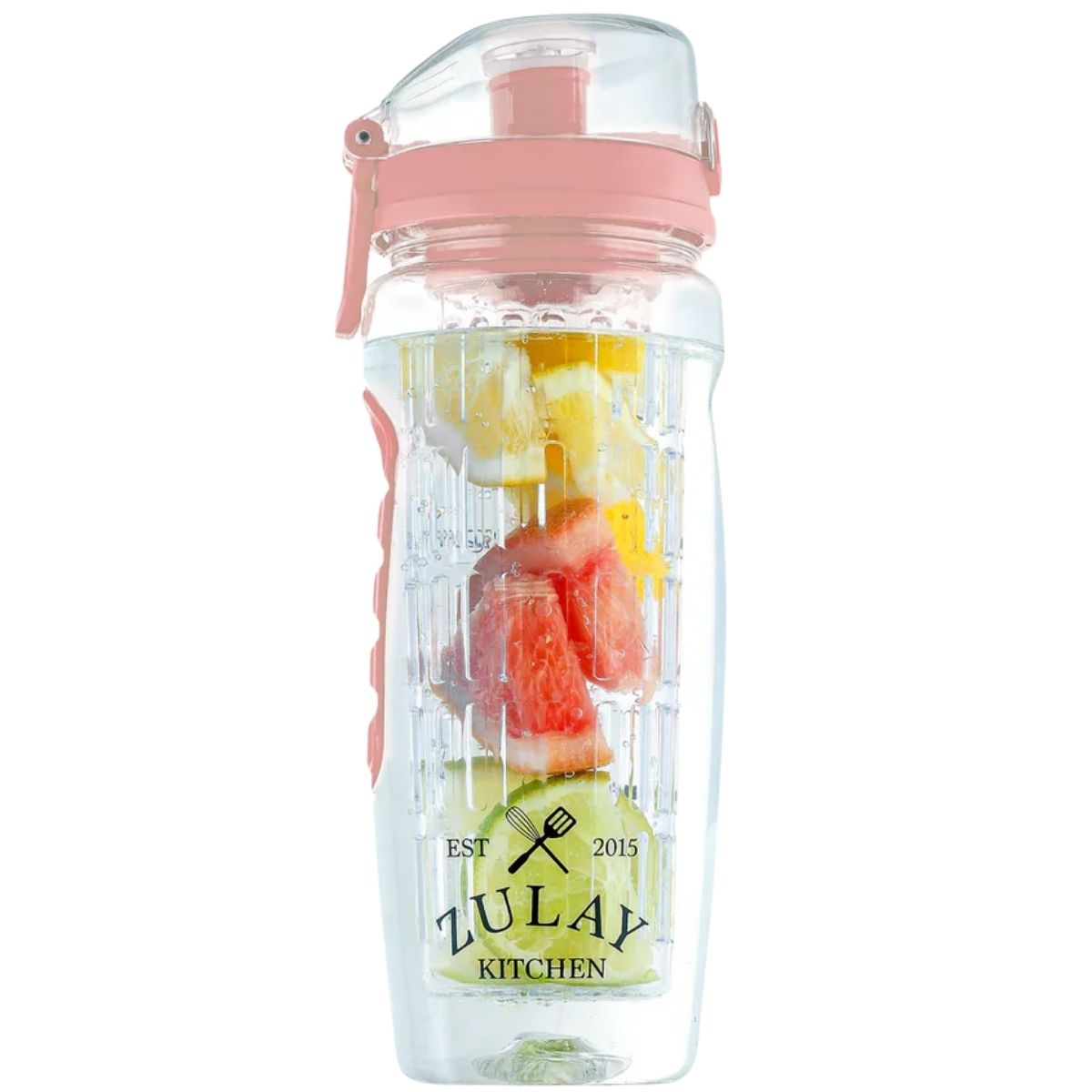 Fruit Infuser Water Bottle with Time Marker - Cotton Candy Pink by Zulay Kitchen