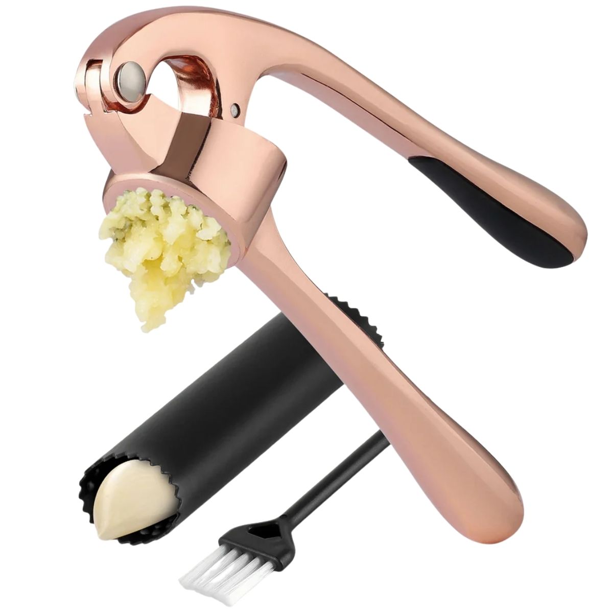 Garlic Press and Peeler Set With Silicone Peeler & Brush - Duchess Rose Gold by Zulay Kitchen