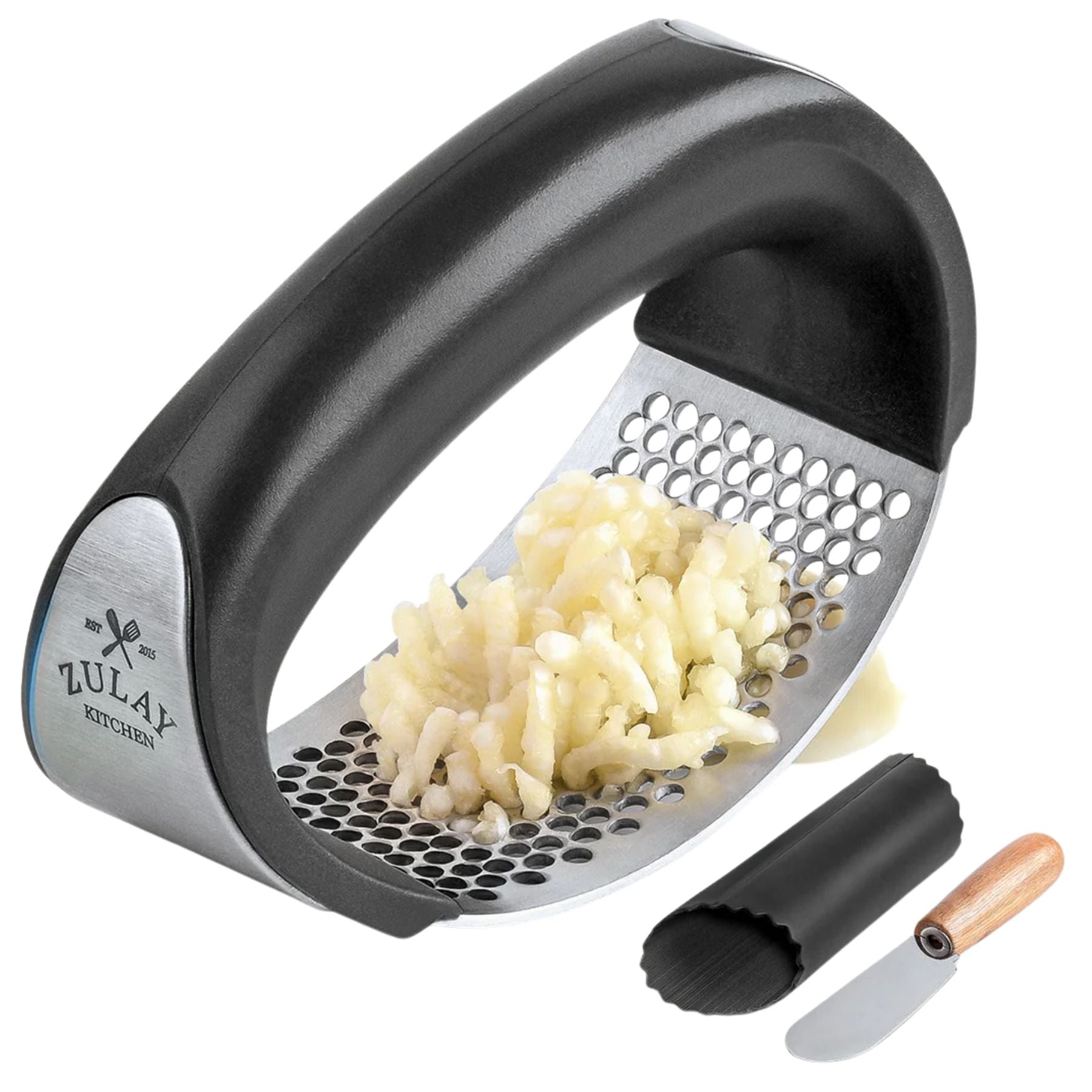 Garlic Press Rocker Set - Stainless Steel Black by Zulay Kitchen