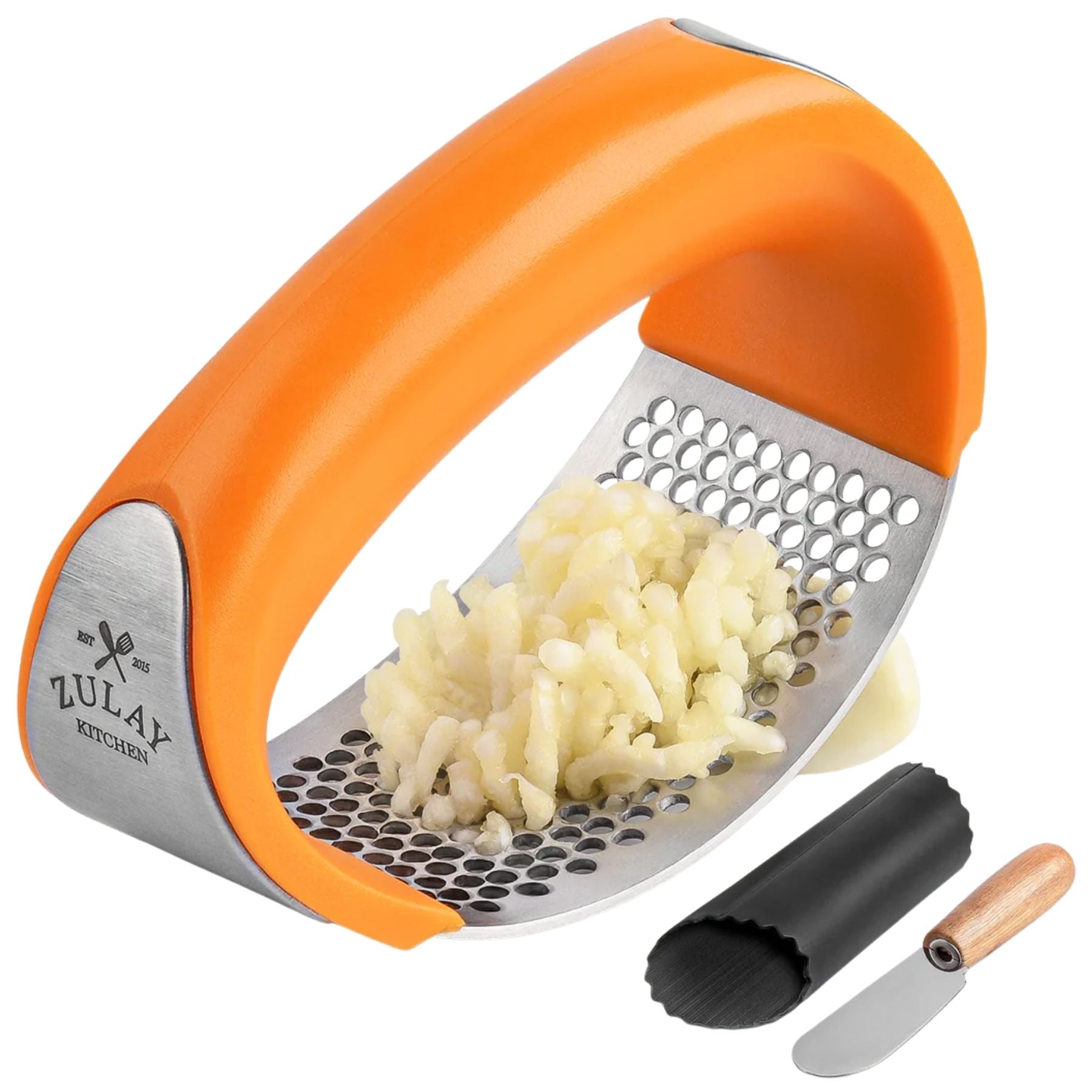 Garlic Rocker with Garlic Peeler Tool- Orange by Zulay Kitchen