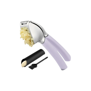 Garlic Press Comfort Grip with Peeler and Brush - Lavender by Zulay Kitchen