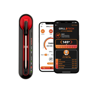 Grill Tech Wireless Meat Thermometer - Plastic - 1 Probe (Black & Red)