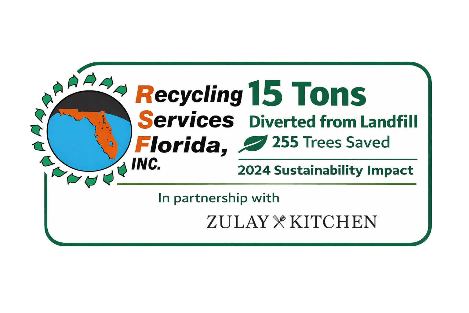 Recycling Services Florida Inc. in partnership with Zulay Kitchen in Sustainability Impact