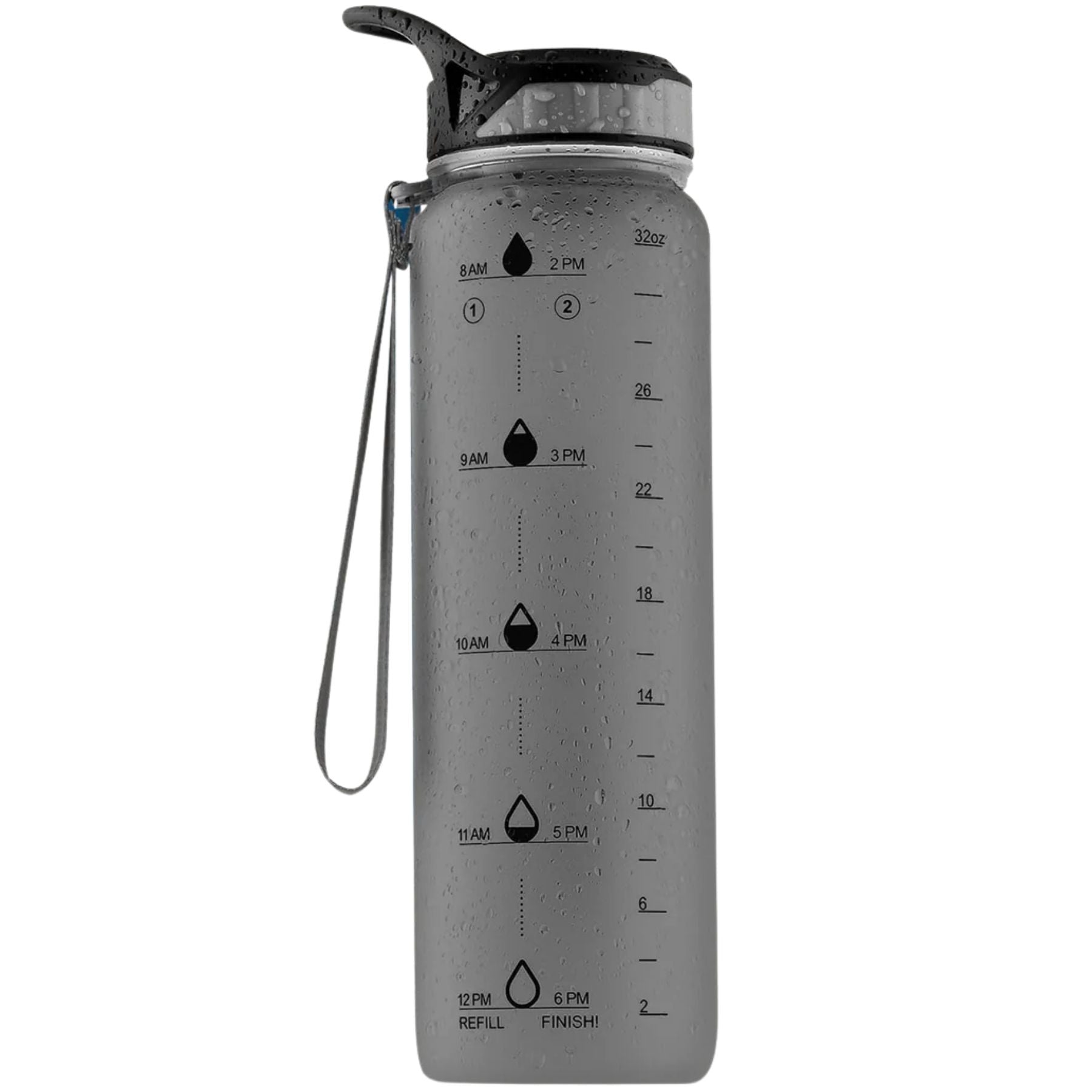 Hydration Nation Water Bottle With Time Marker (32 oz) - Gray by Zulay Kitchen
