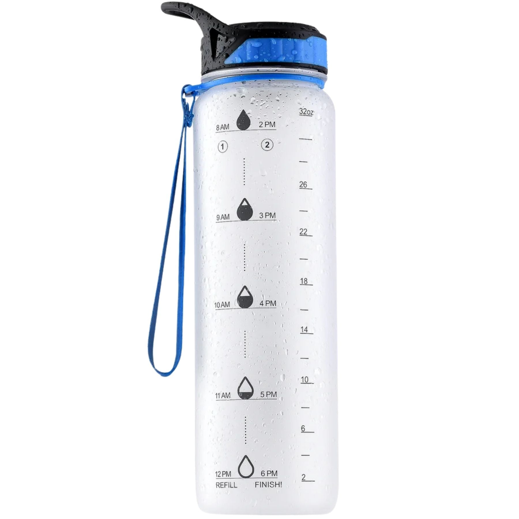 Hydration Nation Water Bottle With Time Marker (32 oz)- White by Zulay Kitchen