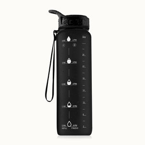 Hydration Nation Water Bottle With Time Marker (32 oz)- Black by Zulay Kitchen