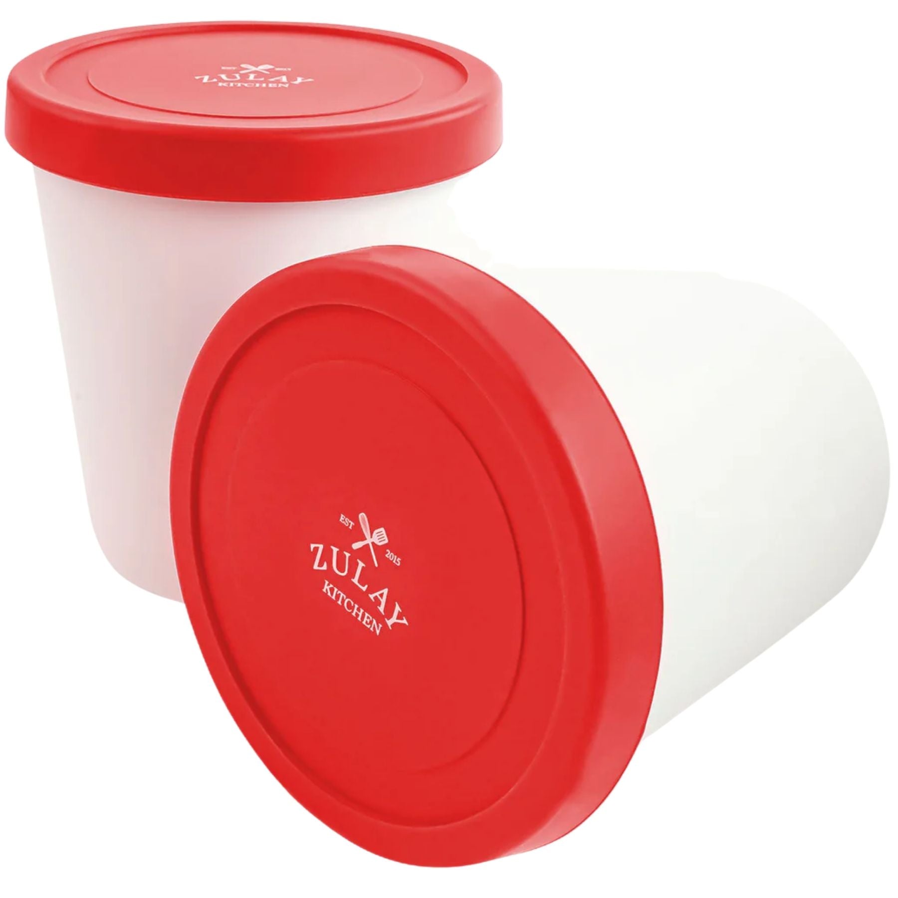 Ice Cream Containers with Lids 2 Pack -Red by Zulay Kitchen