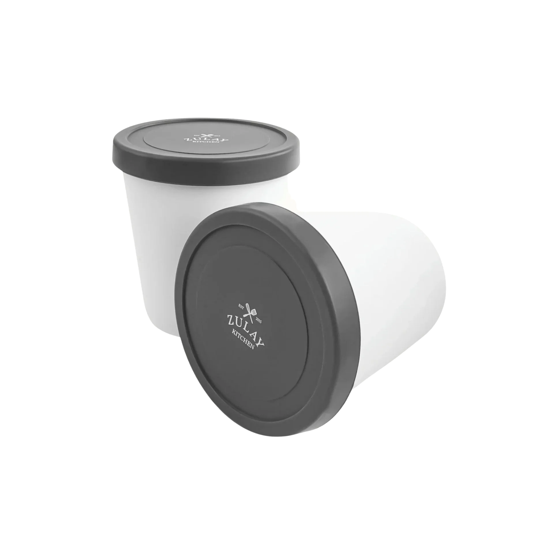 Ice Cream Containers with Lids 2 Pack -Gray by Zulay Kitchen