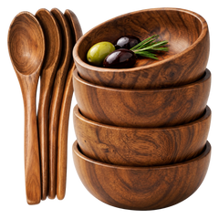 Teak Wood Bowls & Spoons