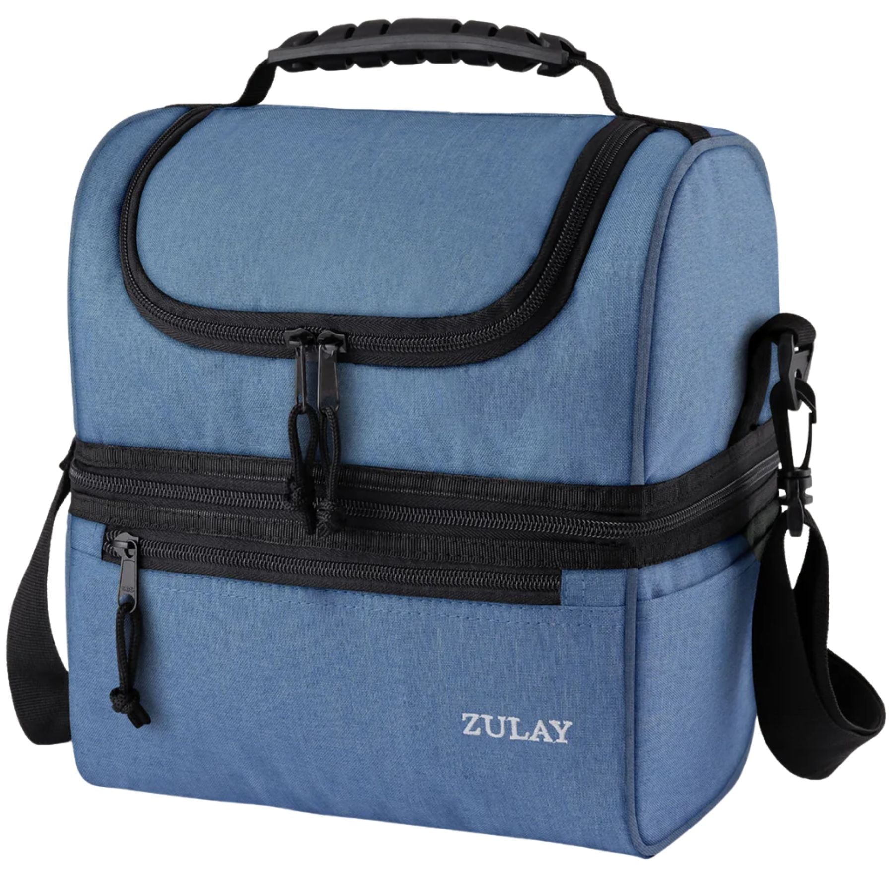 Insulated 2-Compartment Lunch Box Bag With Strap - Blue by Zulay Kitchen 