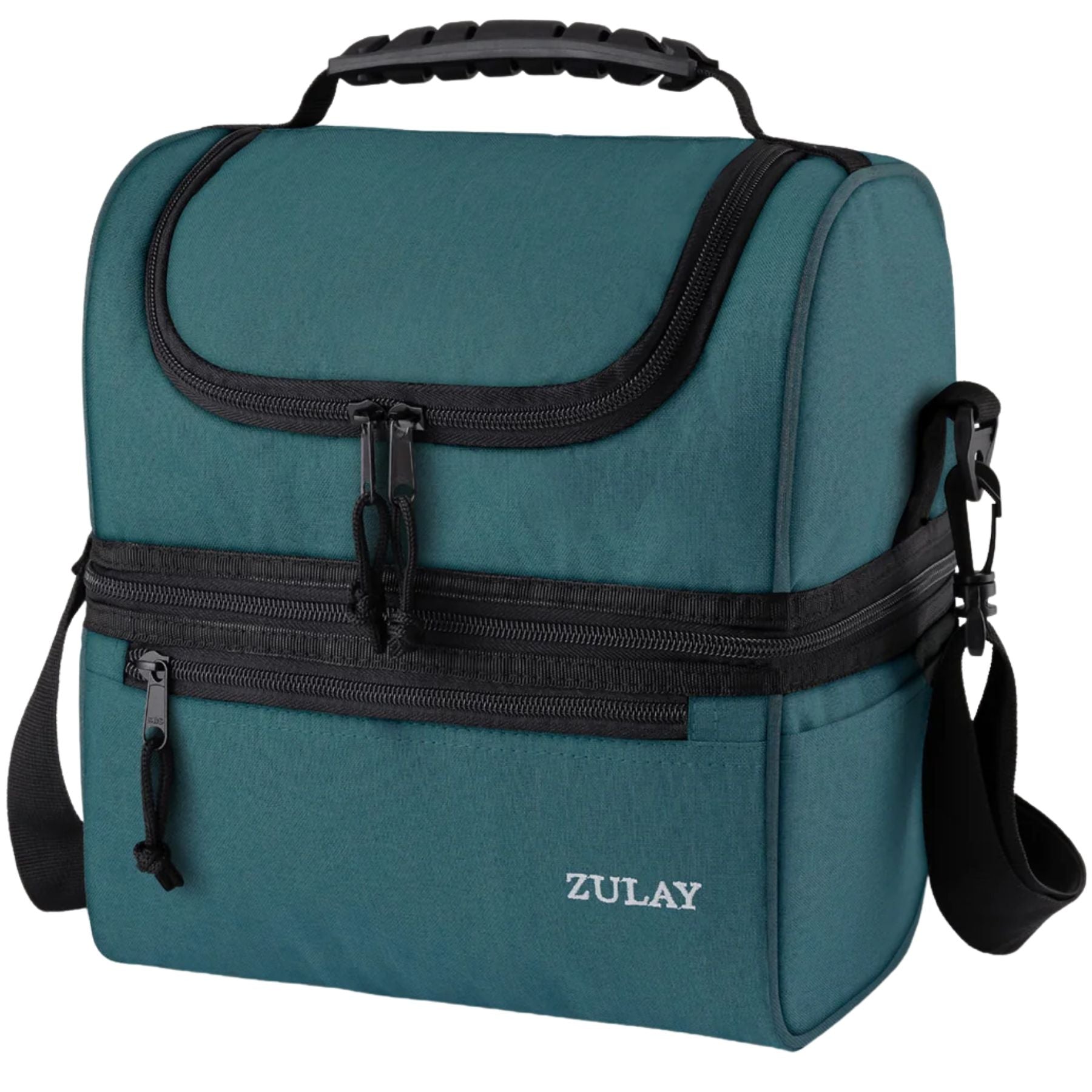 Insulated 2-Compartment Lunch Box Bag With Strap-Caribbean Blue by Zulay Kitchen