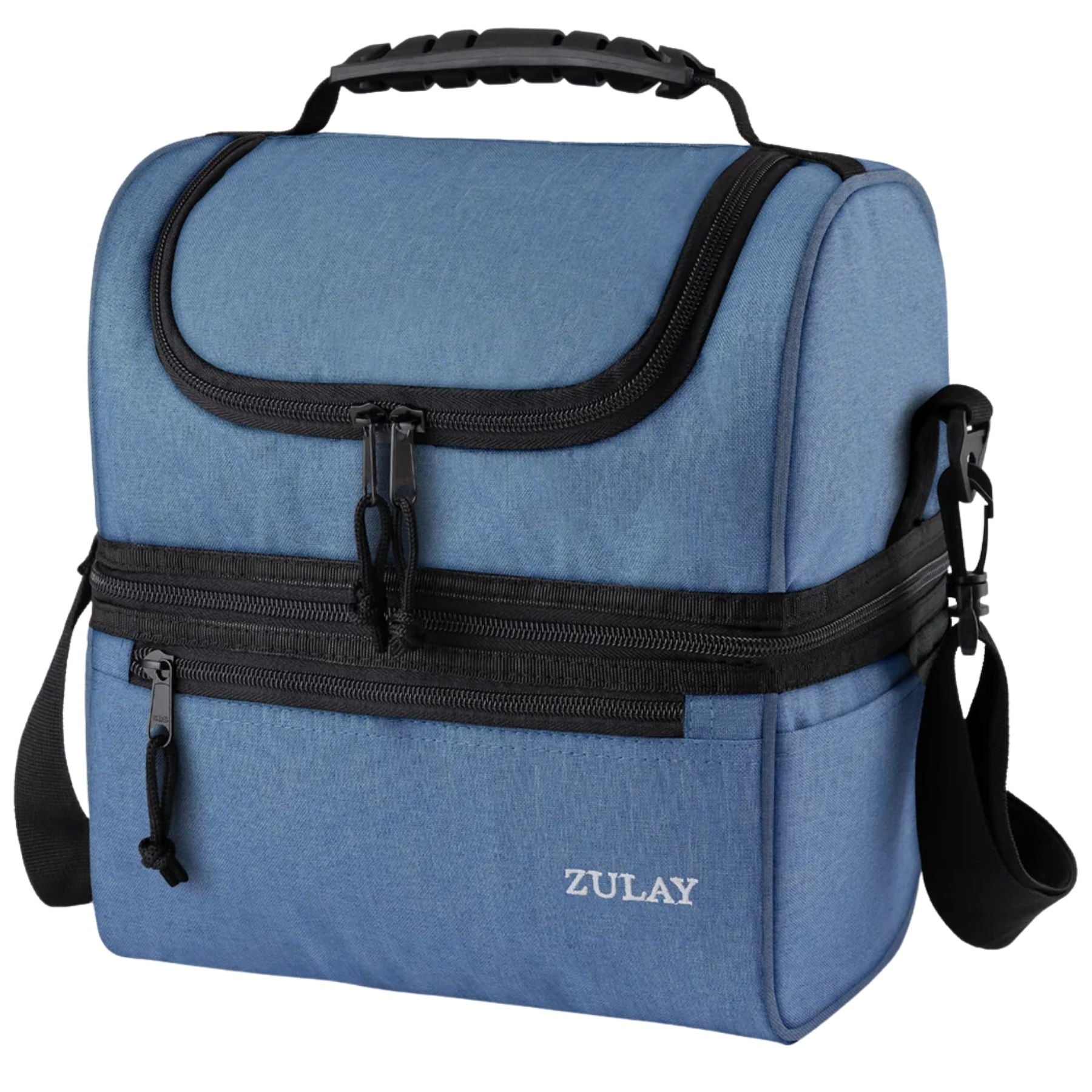 Insulated 2-Compartment Lunch Box Bag With Strap-Denim by Zulay Kitchen