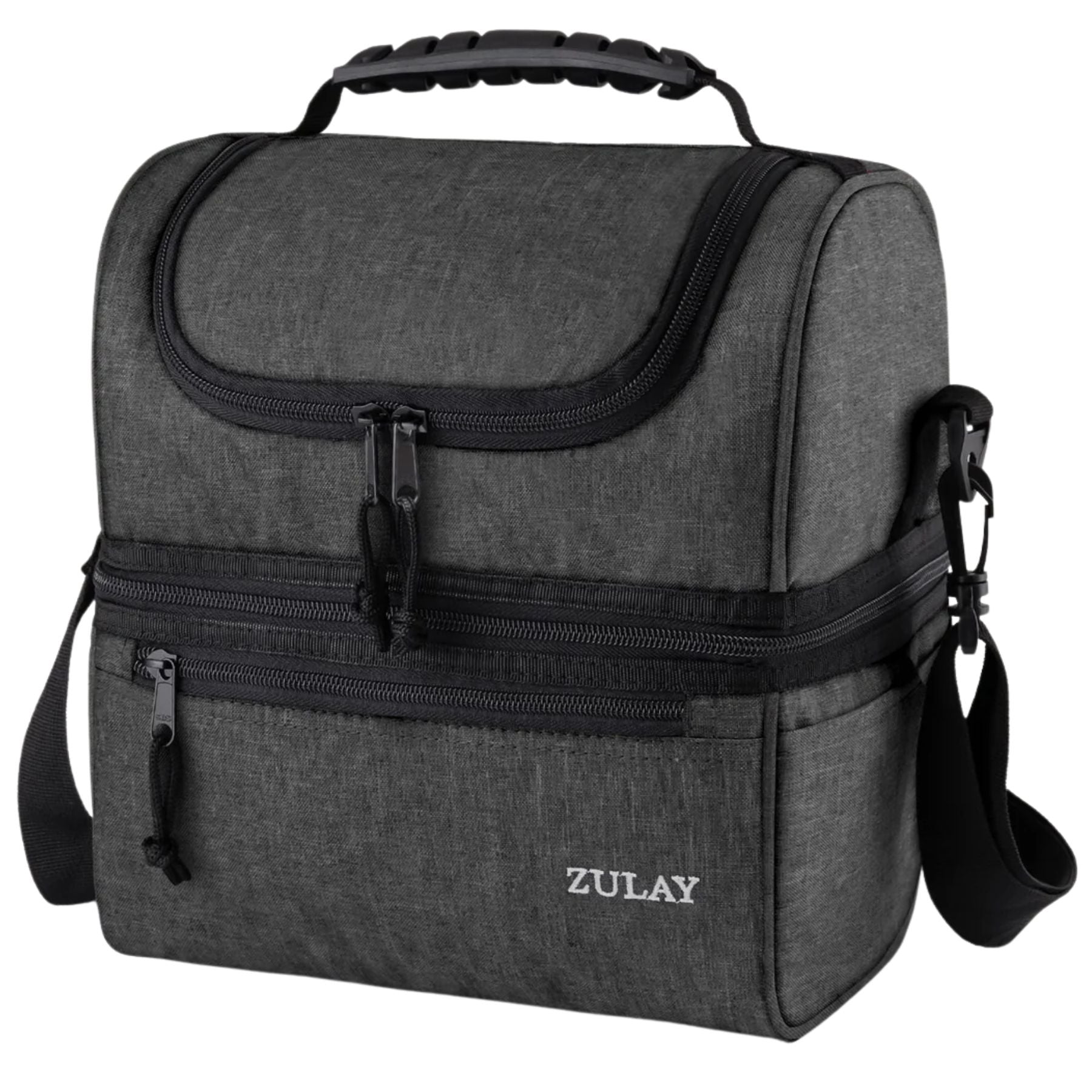 Insulated 2-Compartment Lunch Box Bag With Strap-Graphite by Zulay Kitchen