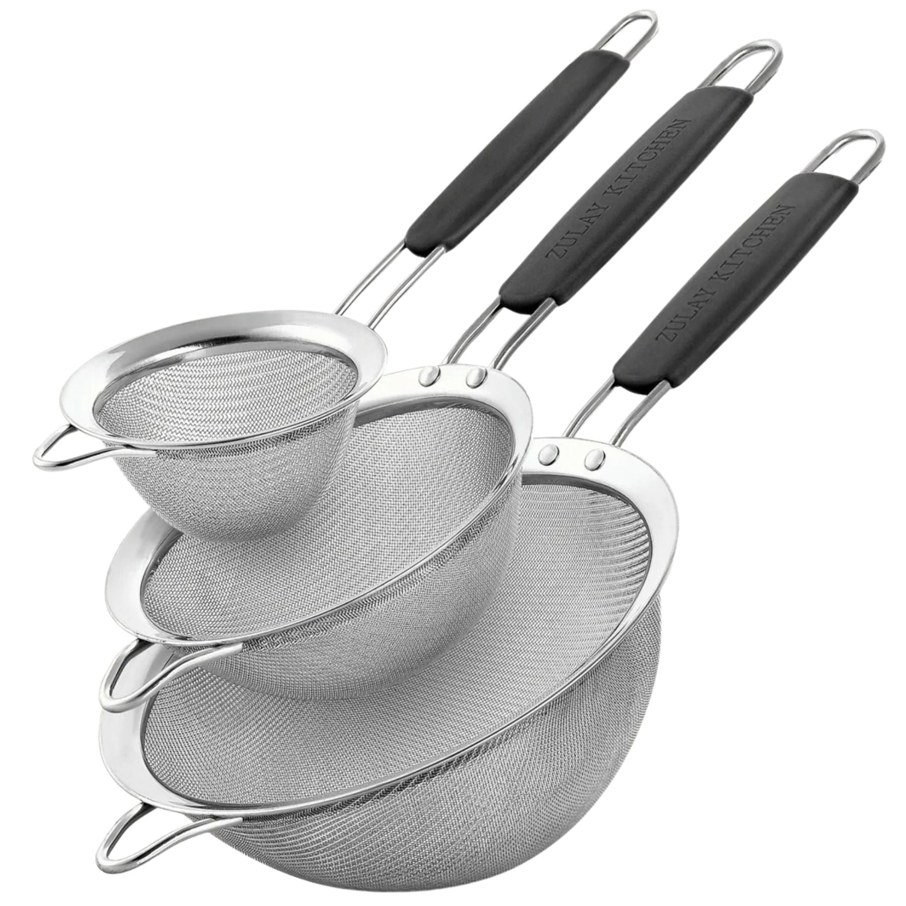 Kitchen Strainer (Set of 3)-Black by Zulay Kitchen