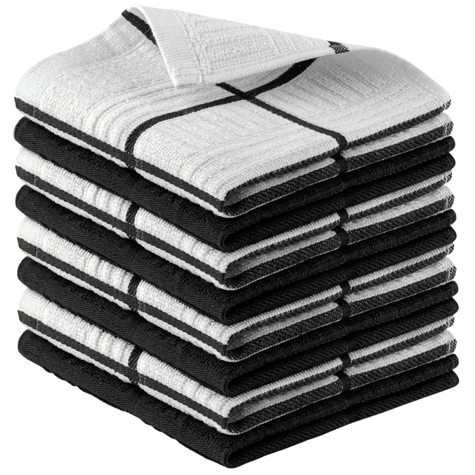 Kitchen Towels-8 Pack 12 x 12 Square (Black) by Zulay kitchen