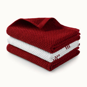 Kitchen Towels-3 Pack 15 x 25 Square Red by Zulay Kitchen