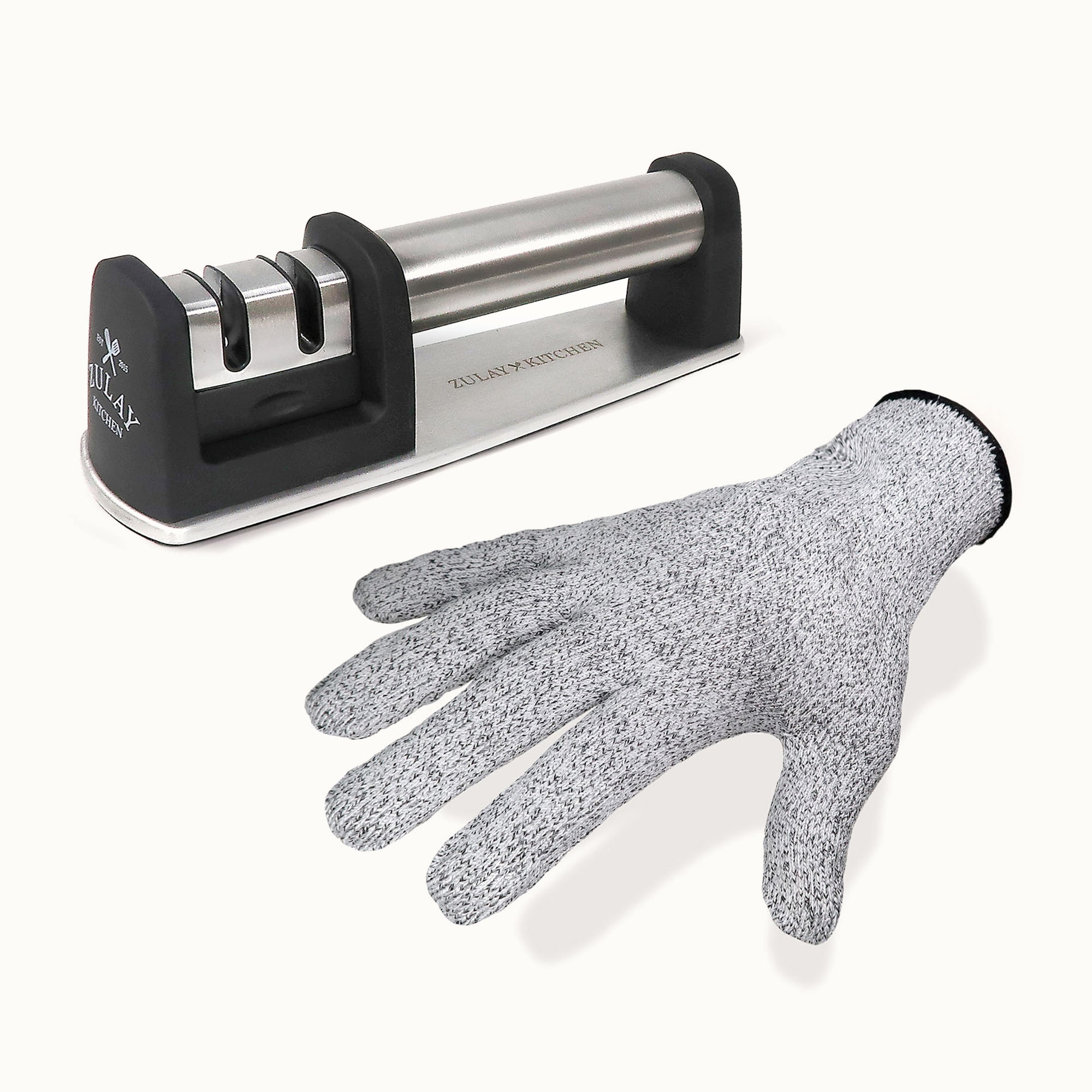 Knife Sharpener & Cut-Resistant Glove (2-Stage) by Zulay Kitchen