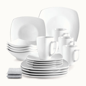 Porcelain Square Dinnerware Set -16 Piece Set by Zulay Kitchen
