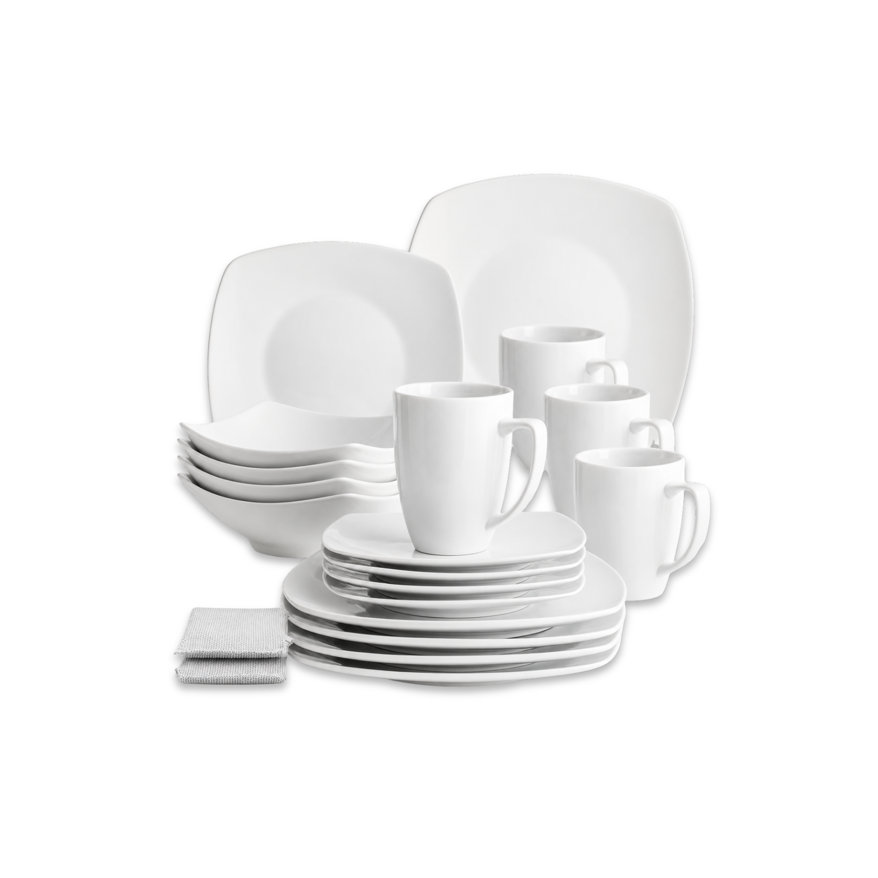 Porcelain Square Dinnerware Set -16 Piece Set by Zulay Kitchen