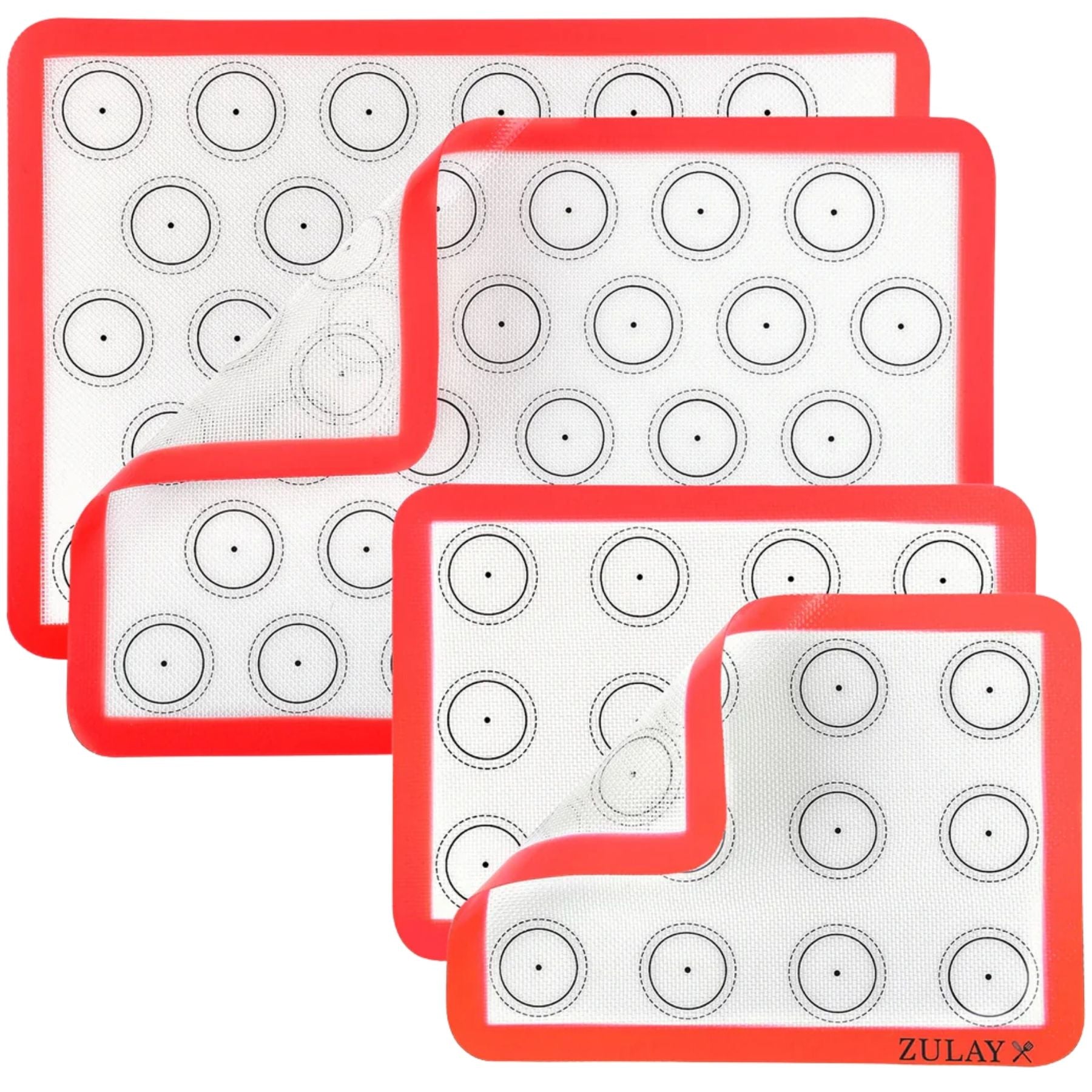 Macaron Silicone Baking Mats - 4 Piece Set-Red by Zulay Kitchen