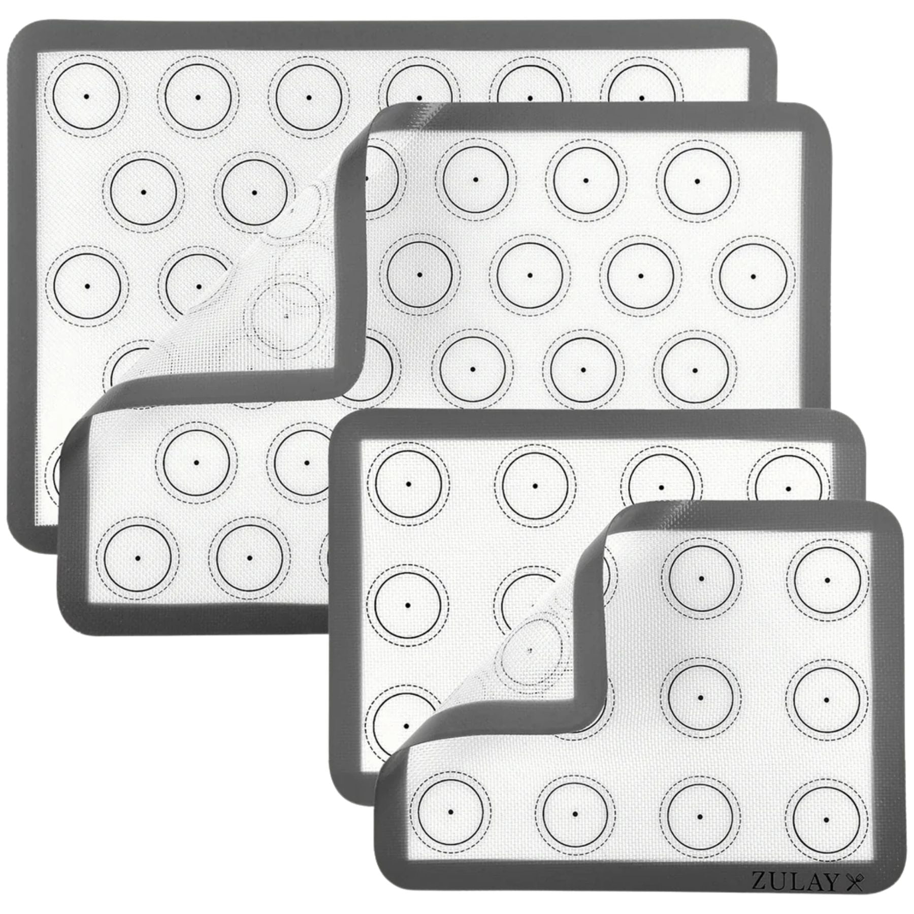 Macaron Silicone Baking Mats - 4 Piece Set-Gray by Zulay Kitchen