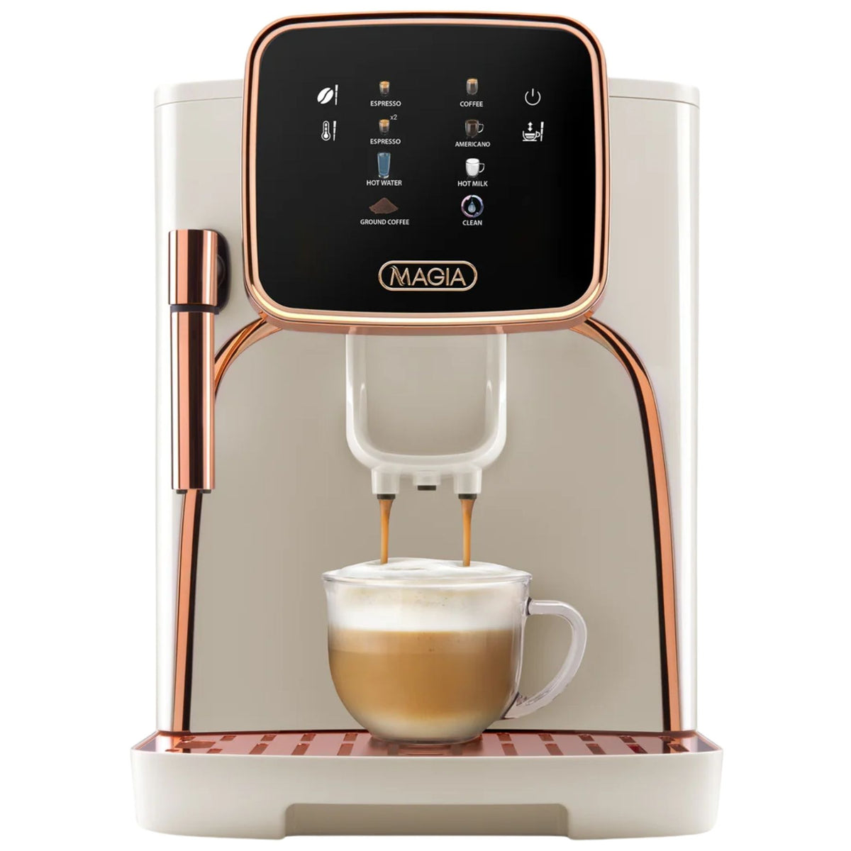Magia Clasica Automatic Espresso Machine - White & Copper by Zulay Kitchen
