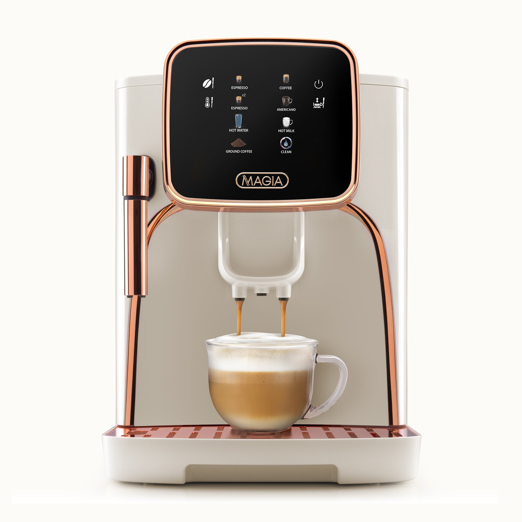Magia Clasica Automatic Espresso Machine - White & Copper by Zulay Kitchen