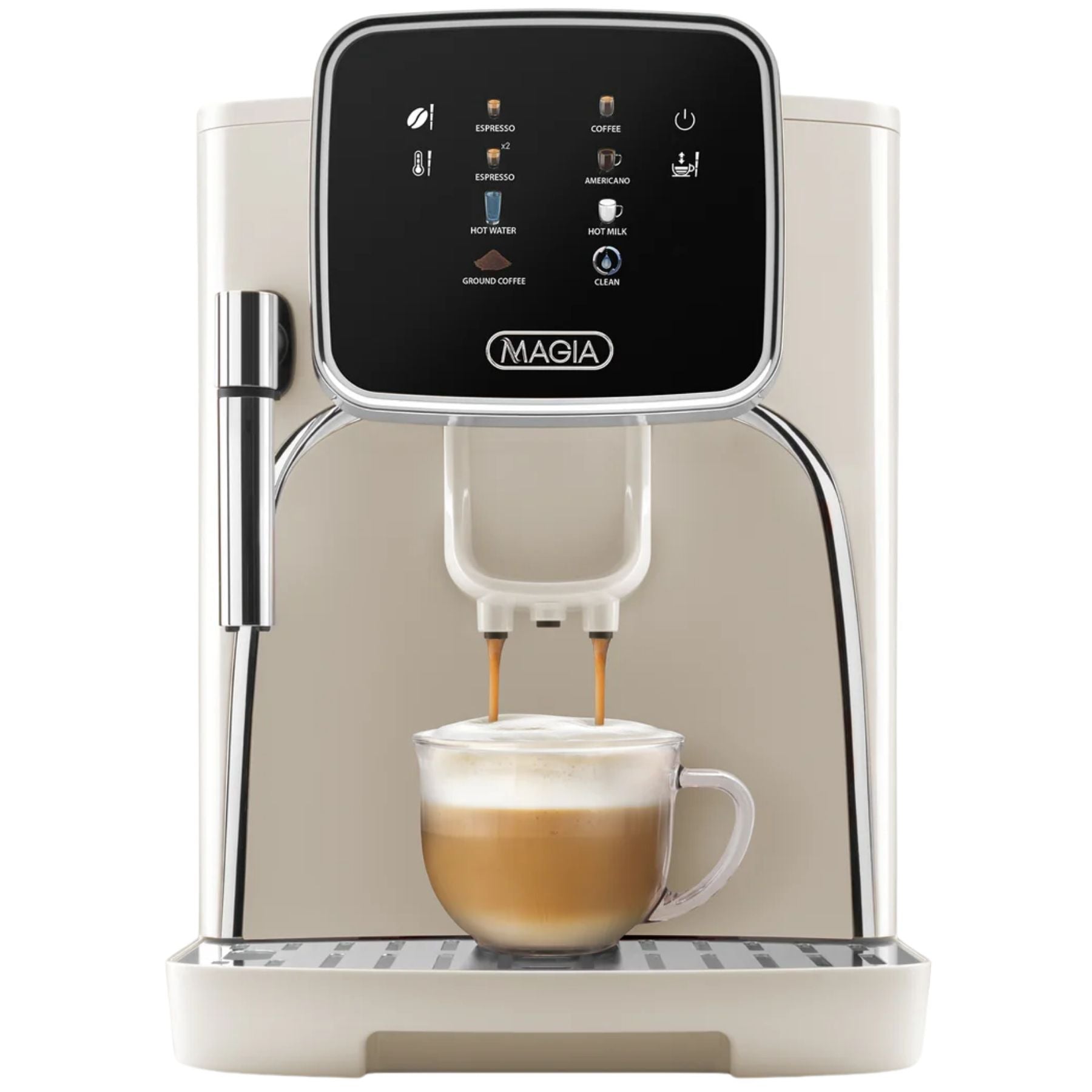 Magia Clasica Automatic Espresso Machine - White & Silver by Zulay Kitchen