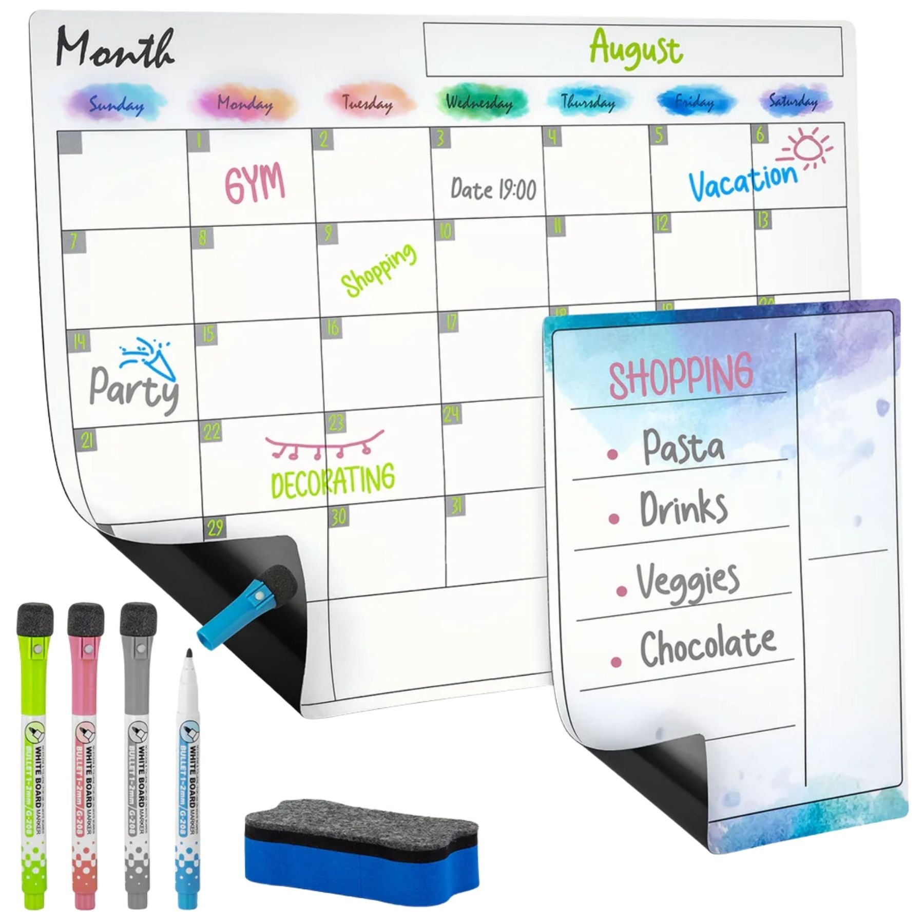 Magnetic Dry Erase Calendar Whiteboard Kit-Rainbow by Zulay Kitchen