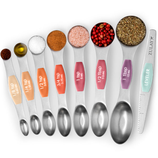 Magnetic Measuring Spoons with Leveler-8pc Sunset by Zulay Kitchen