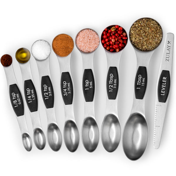 Magnetic Dual-Sided Measuring Spoons Set - Black by Zulay Kitchen