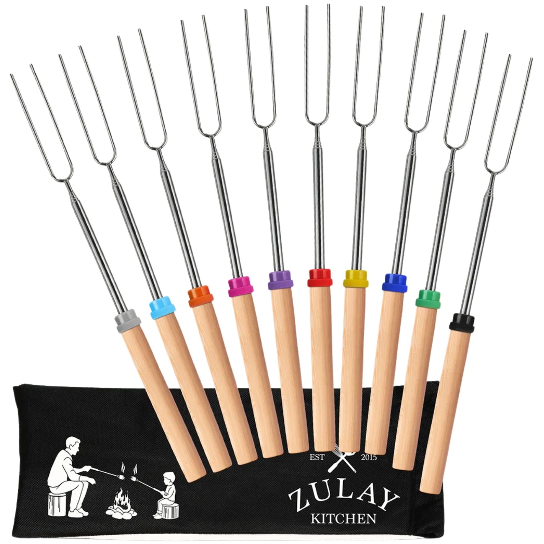 Marshmallow Roasting Sticks (32 Inch)-10 Pack Assorted by Zulay Kitchen