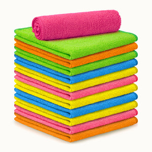 Microfiber Cleaning Cloths - 12 Pack of Highly Absorbent, Soft Microfiber Cloths by Zulay Kitchen